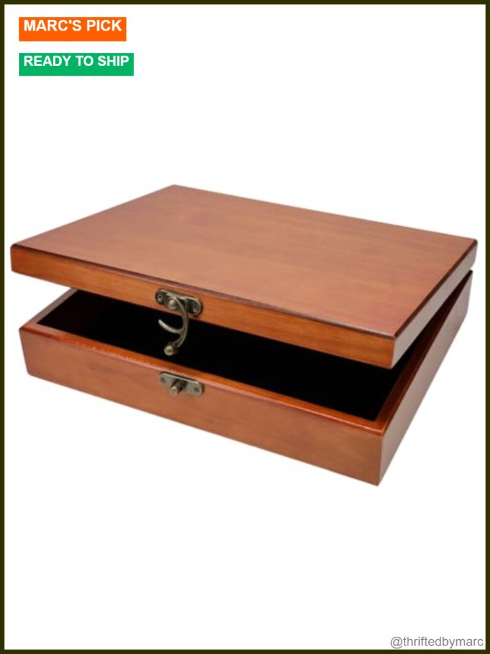 Wooden Keepsake Box Velvet Lined Latch Jewelry Organizer Storage